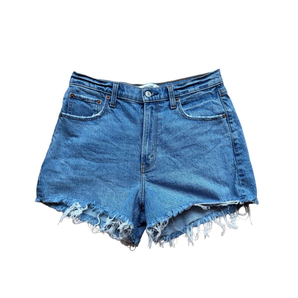 Abercrombie Fitch Med Wash Blue The Relaxed 90s Cutoff Short High Rise Size 29/8